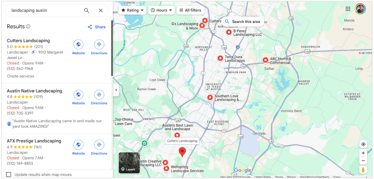 Use Google Maps to find competitors